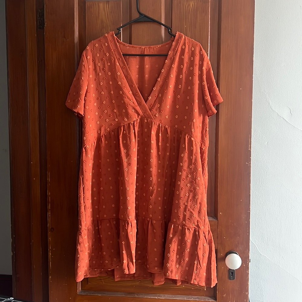 Rust orange short sleeve dress
